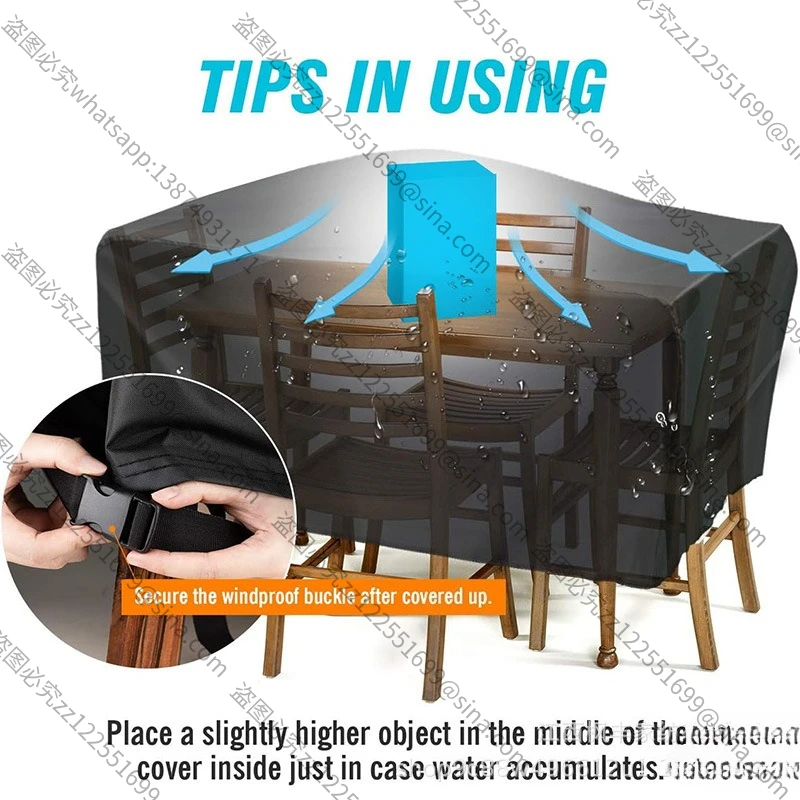 Suitable for Courtyard FurnitureCover Outdoor Waterproof Rectangular Courtyard Table and Chair SofaCover,Outdoor WaterproofBlack