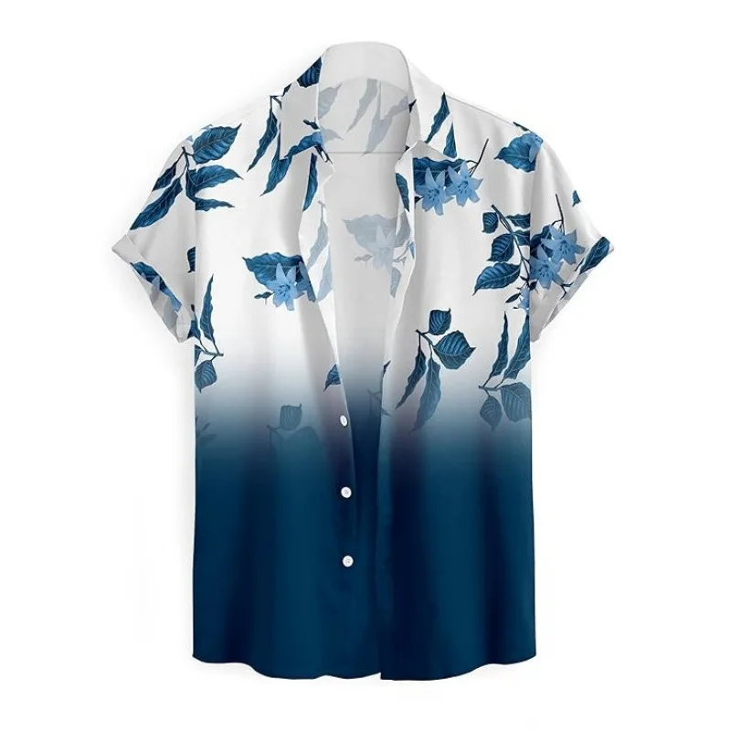 

Men's Summer Digital Print Short Sleeve Shirt Lapel Loose Button Pocket Casual Beach Holiday Vacation Hawaiian Travel Shirts