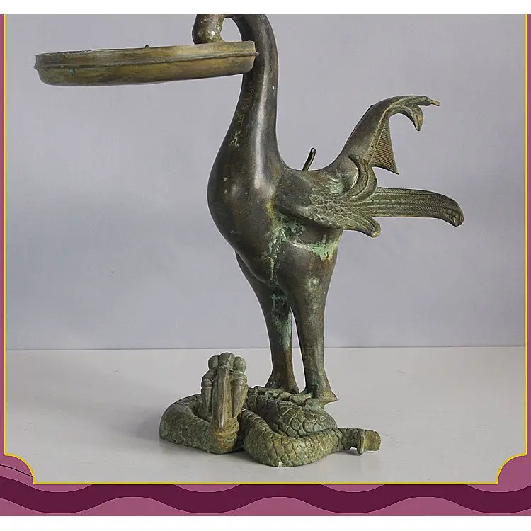 Antique bronze Suzaku lamp film and television props decorative ornaments retro bronze collection