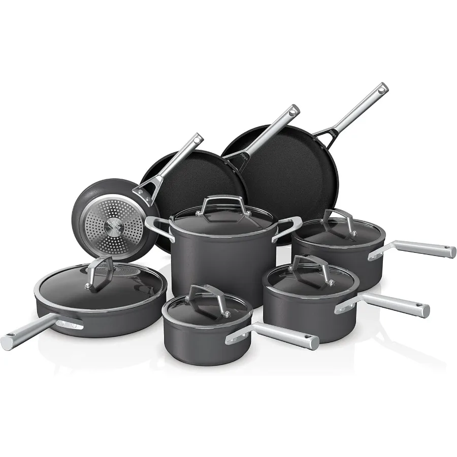 

C39600 Foodi NeverStick Premium HardAnodized 13Piece Cookware Set Guaranteed to Never Stick Nonstick Durable Oven Safe to 500F
