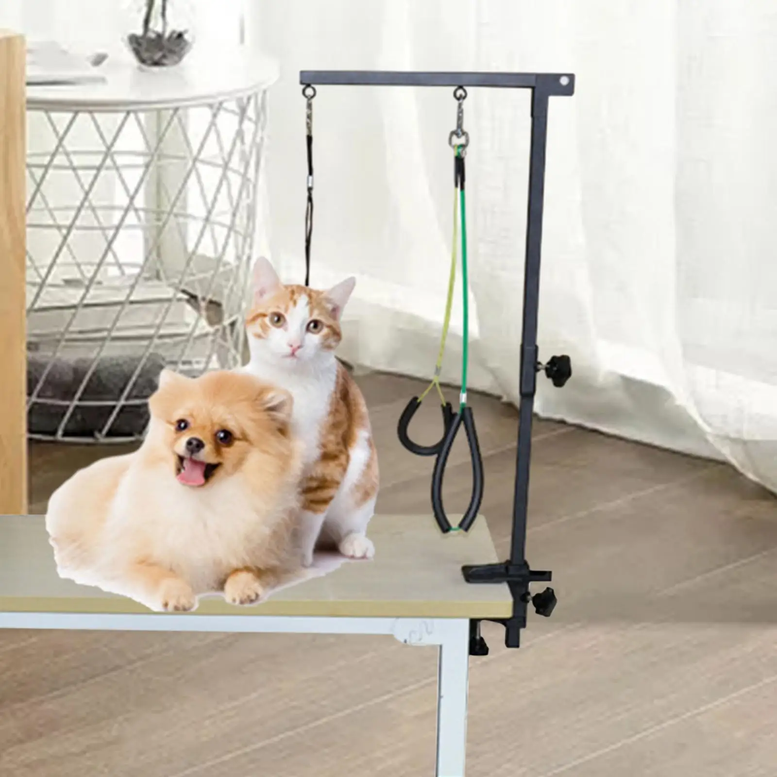 Grooming Arm Pet Bathing Station Stationary Stand Folding Pet Grooming Table for Small Medium Dogs Cutting Hair Trimming