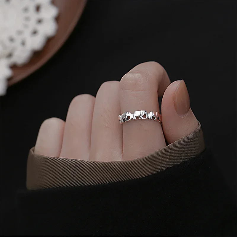 Lucky Elephant Lucky Recruitment Index Finger Ring Women's Thailand Love Fashion Personality Design Retro Elephant Open Ring