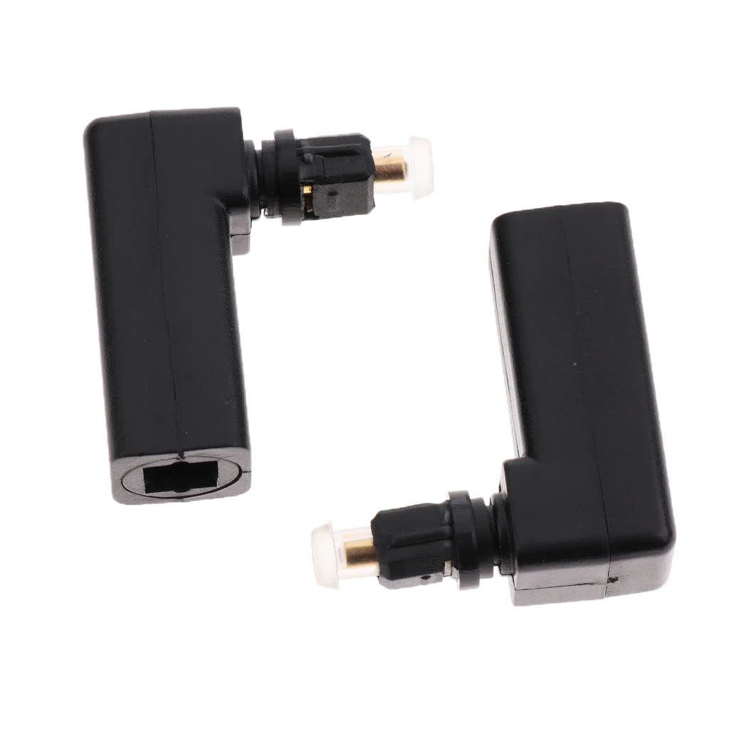 2 Pk Of Optical Male Female Toslink SPDIF Joiner Adapter Blk 90 Right Angle