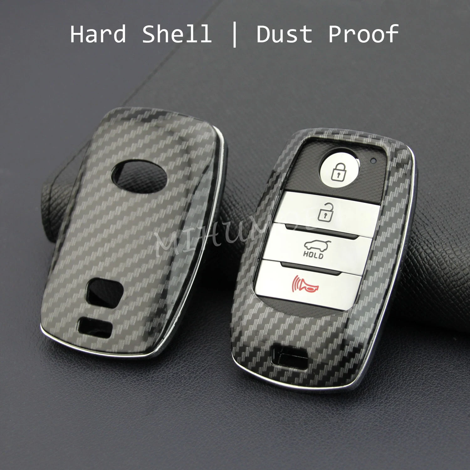 Carbon Fiber Car Smart Key Fob Case Cover Chain Ring For Kia Optima Sportage Sorento Carnival Soul Grand Niro Sedona Accessories
