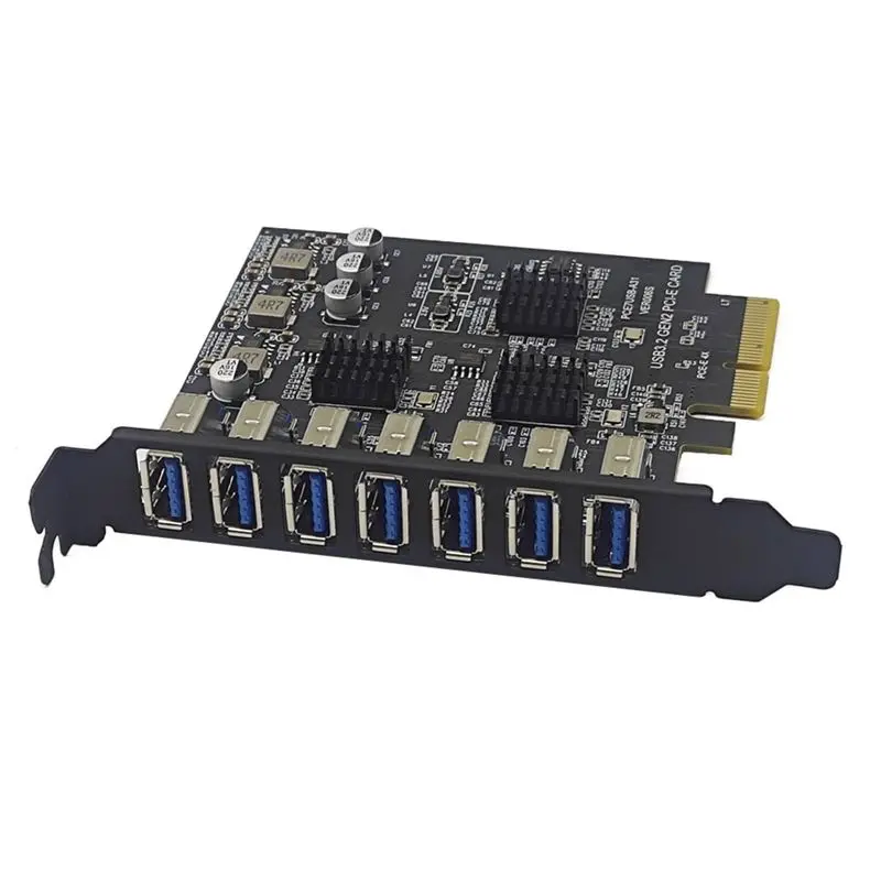 ABRI-USB3.2 GEN2 10Gbps Pcie Expansion Card TYPE-A PCI-E 4X To 7 Ports USB 3.0 Expansion Adapter Card PCI-E Controller Card