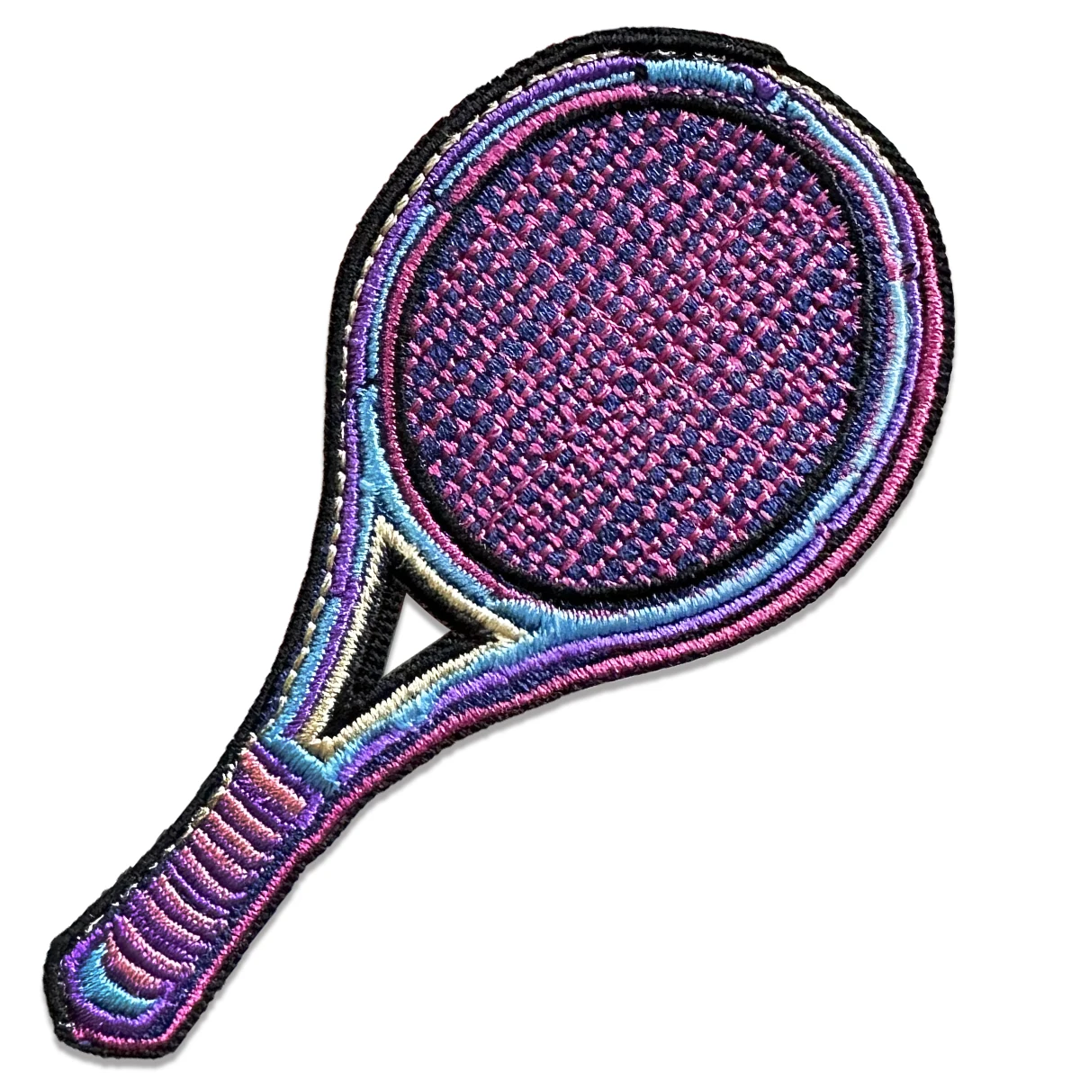 Purple Tennis Racket Embroidered Iron On Patches for Clothing Colorful Cool Fashion Young Girl Embroidery Patches Accessories