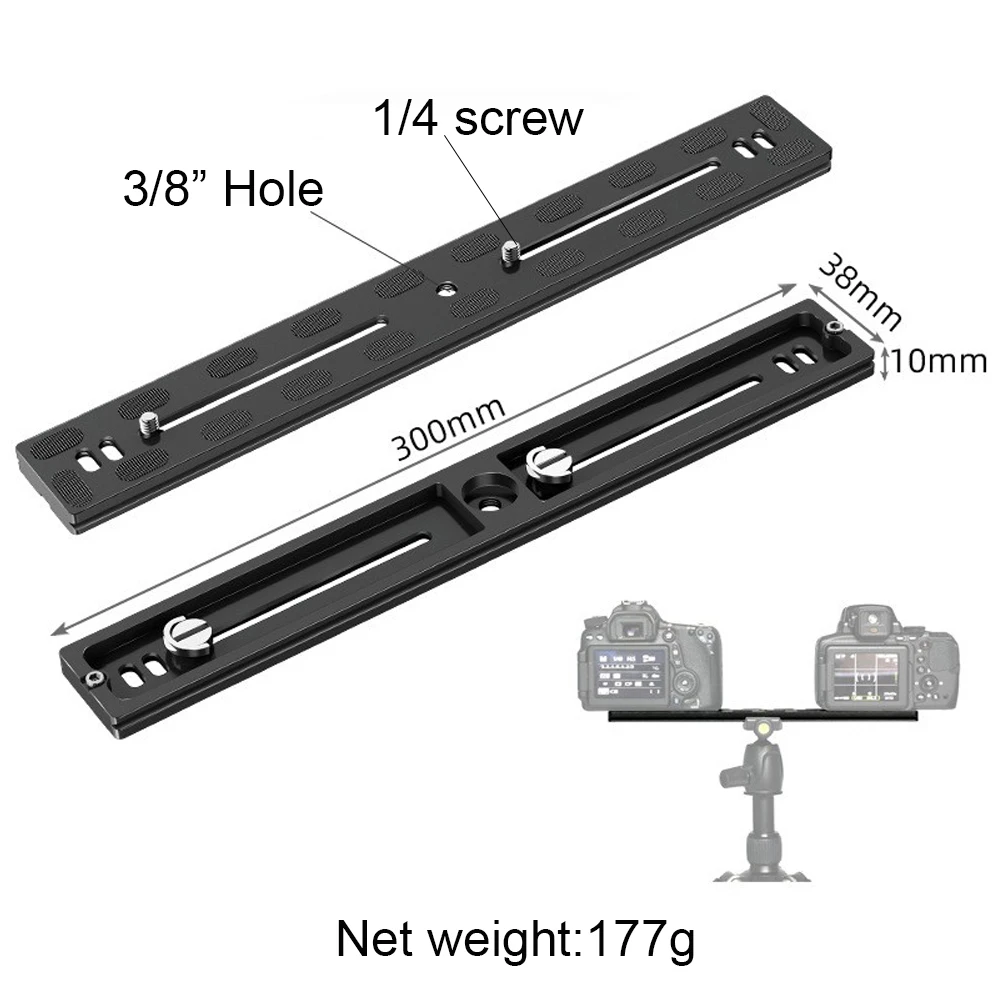 Black Metal PU-300 300mm 150mm 120mm Universal Quick Release Plate Fits Arca-Swiss Standard for Tripod Ballhead