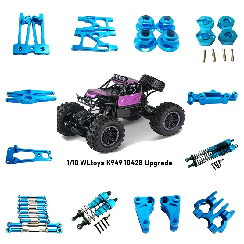 

RCGOFOLLOW WLtoys K949 10428 1/10 RC Car spare parts Metal Upgrade Parts Swing Arm Front Rear Axle Rod Steering Cup Set