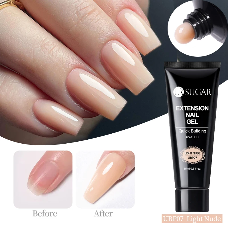 UR SUGAR 15ml Extension Nail Gel Polish Acrylic UV Construction Gel White Clear Nude Soak Off Building Prolong Nails Hard Gel