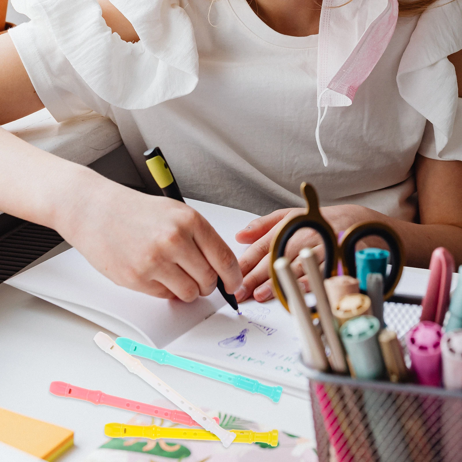 

6 Pcs Flute Pen Cute Pens for Girls Creative Gel Ink Diary Cartoon Clarinet Unique