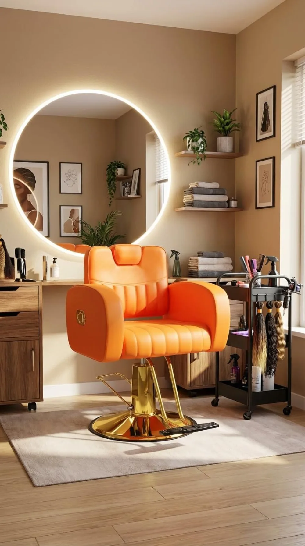 440 lbs Salon Chair Ergonomic, Heavy Duty, Reclining, Thickened Cushions