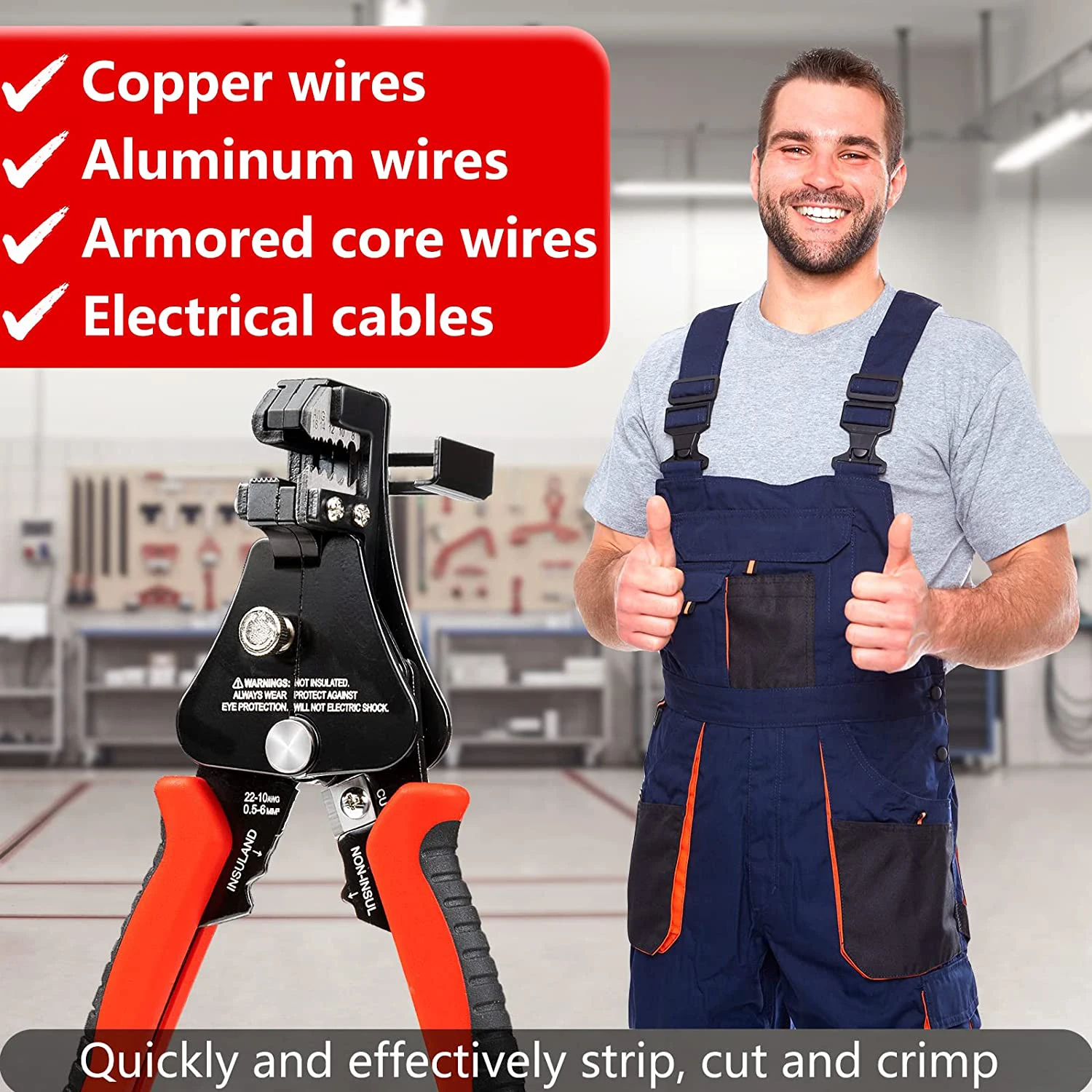 Pinze spelafili automatiche multifunzionali 3 in1-strisce AWG8-18 con funzioni di taglio e crimpatura utensili manuali per elettricisti