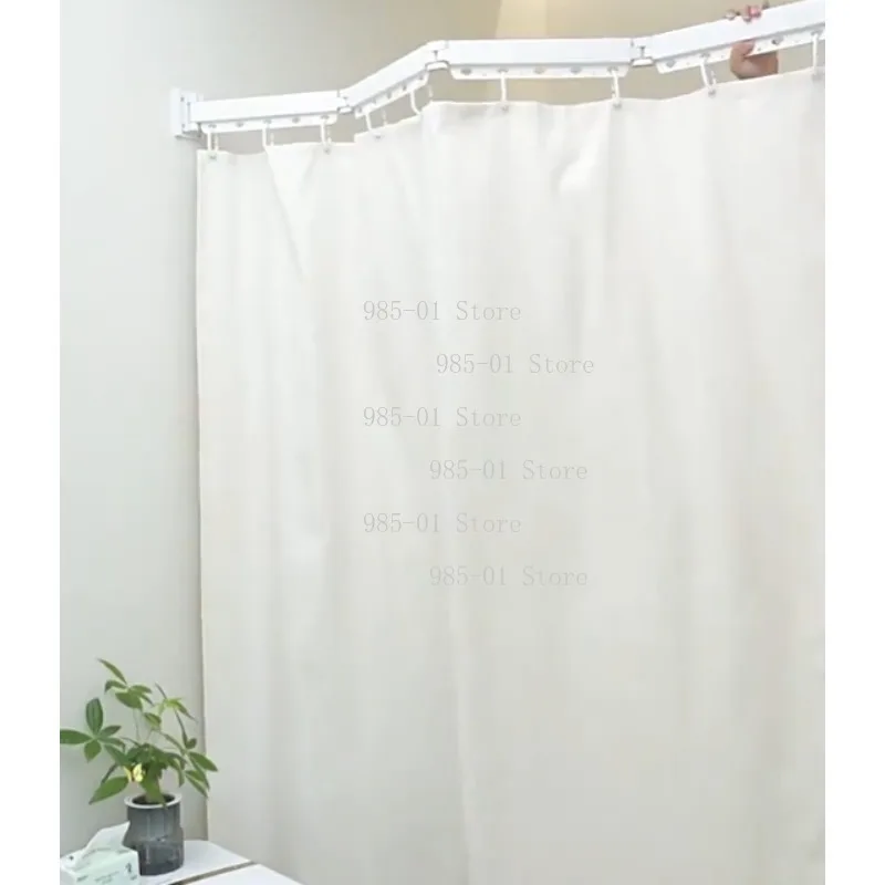 Drill-Free Foldable Rod Shower Curtain - Waterproof Mildew-Proof Bathroom Divider | Retractable Clothes Drying Rack for Balcony