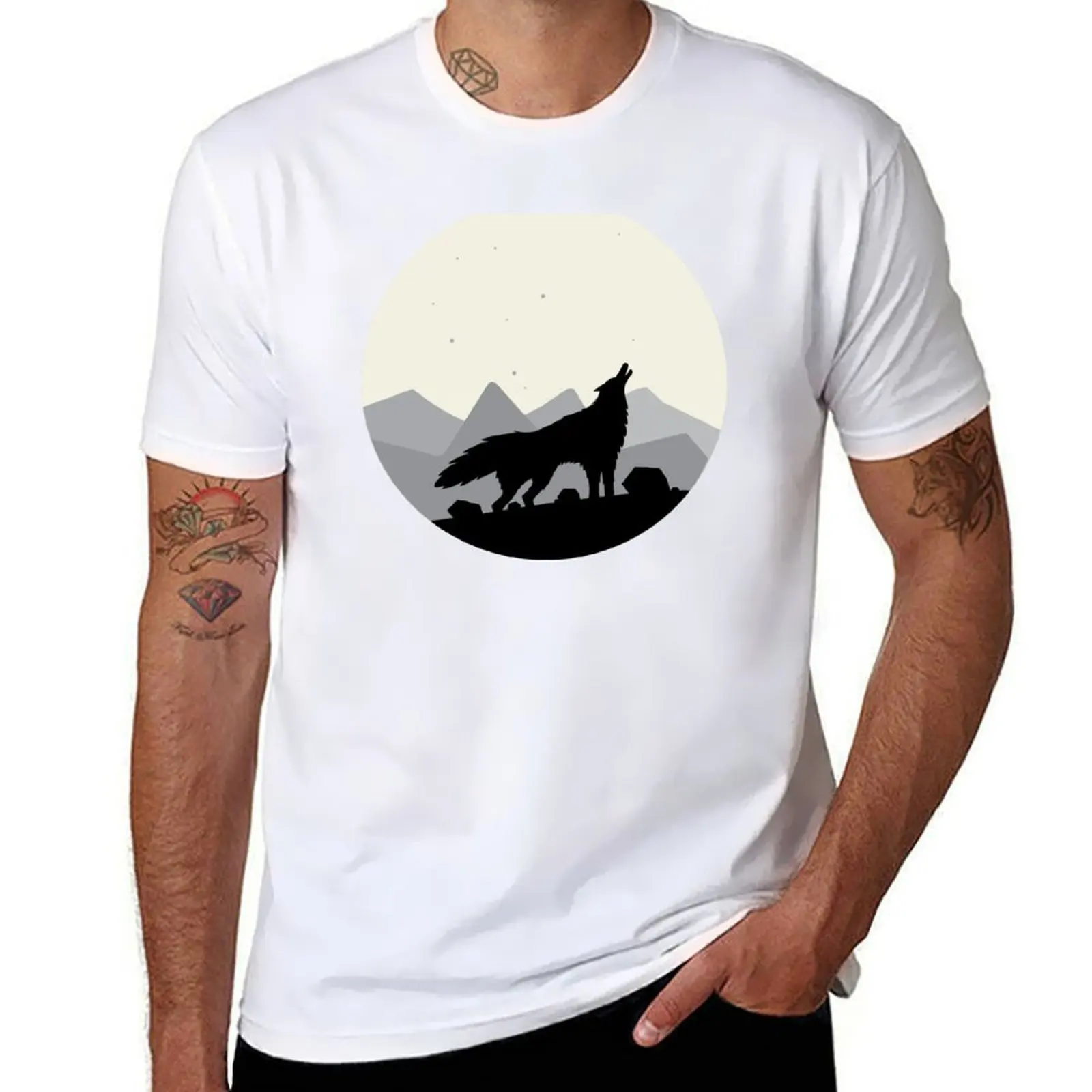 

Wolf Howling at the Moon T-Shirt man graphic t shirt t shirts for man graphic vintage T-Shirt