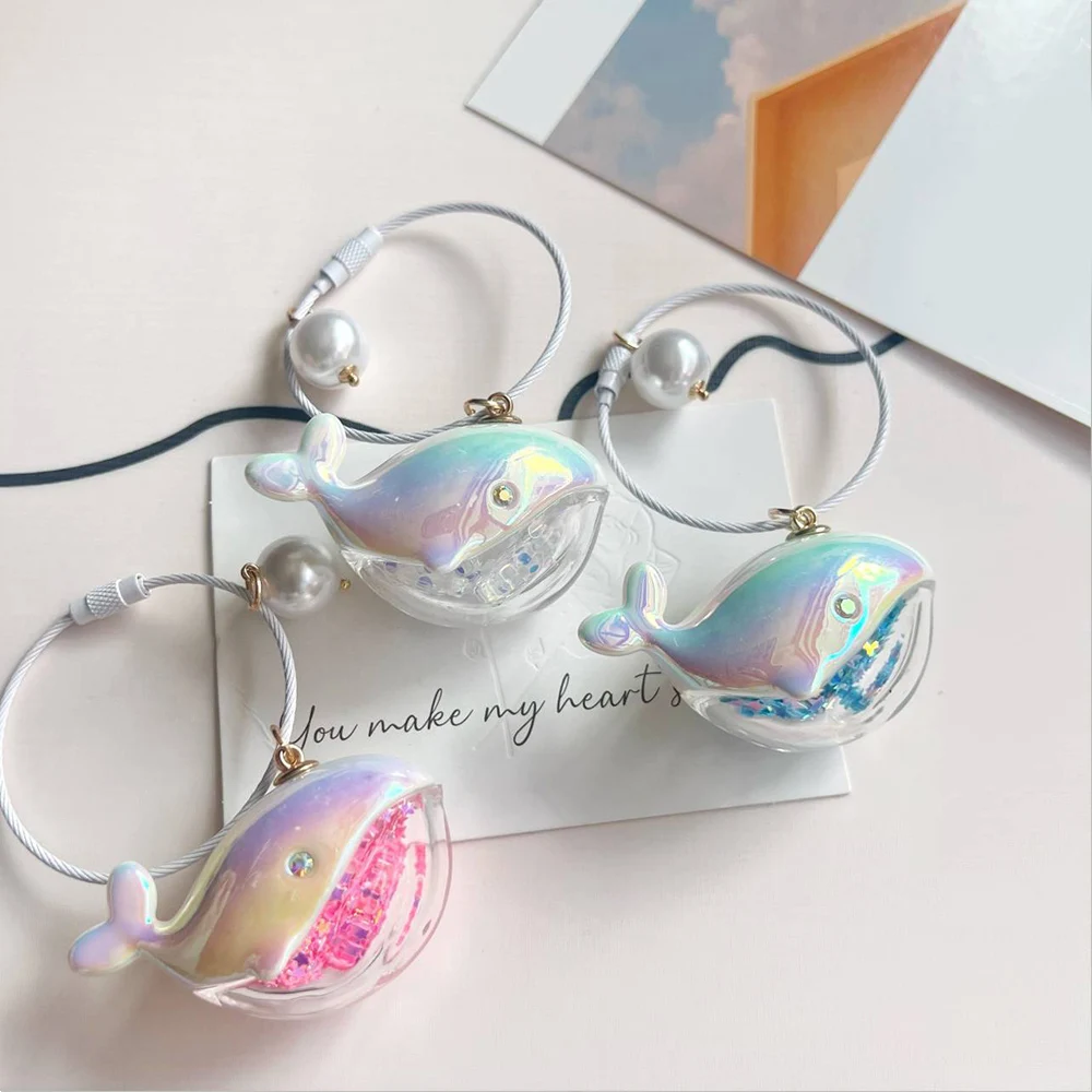 New Fashion Whale Keyring Lanyard Laser Whale Keychain Bag Pendant Backpack Pendant DIY Gift Colorful Glitter Sequins Cute Gift