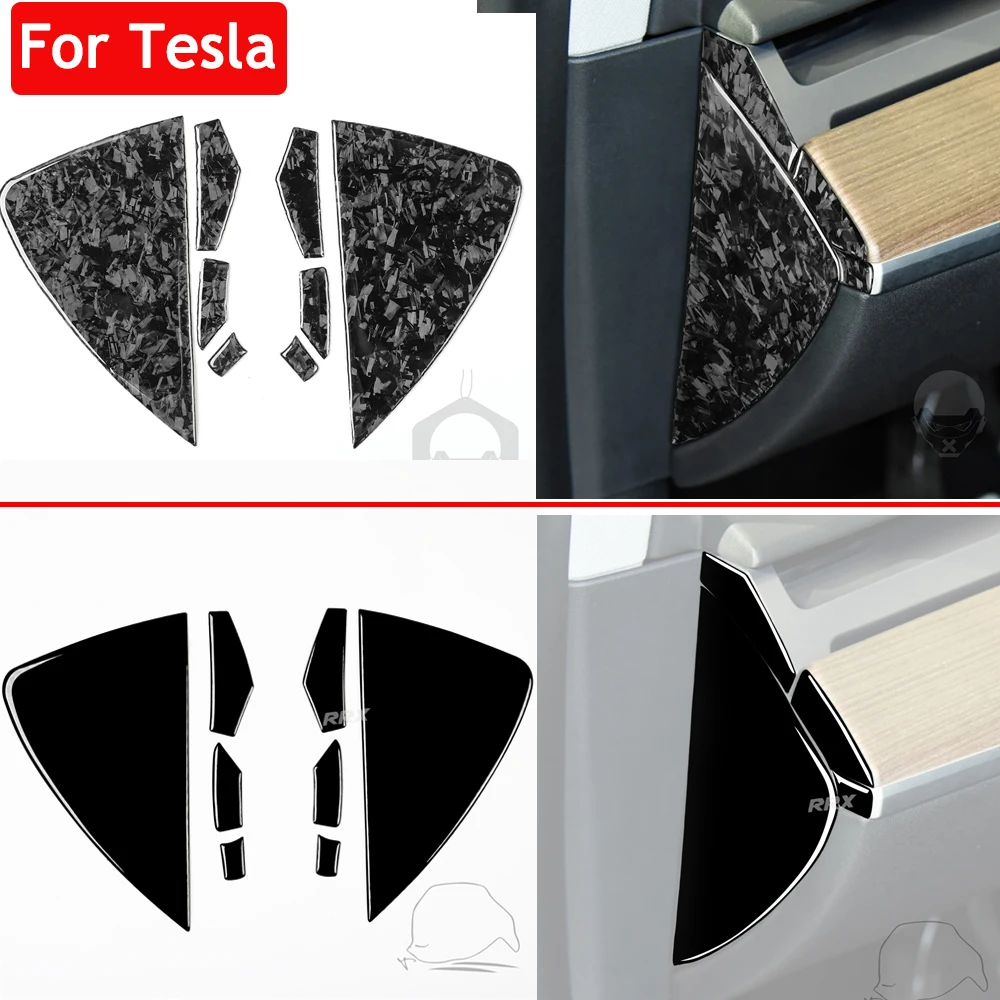 8Pcs Carbon Fiber Front Door Slot Panel Trim Cover Sticker For Tesla Model 3 Model Y Car Central Control Interior Accessories