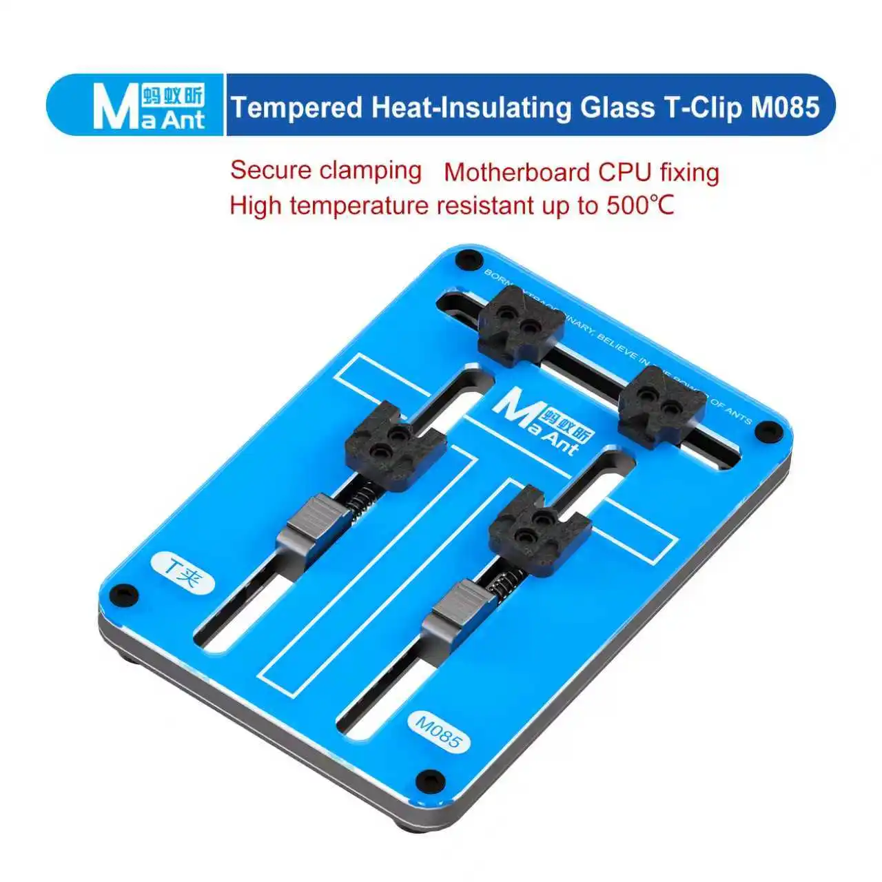 MaAnt M085 Tempered Glass Heat Insulating T Clip Platform PCB Holder for Mobile Phone Repair Adjustable Motherboard Fixture Tool