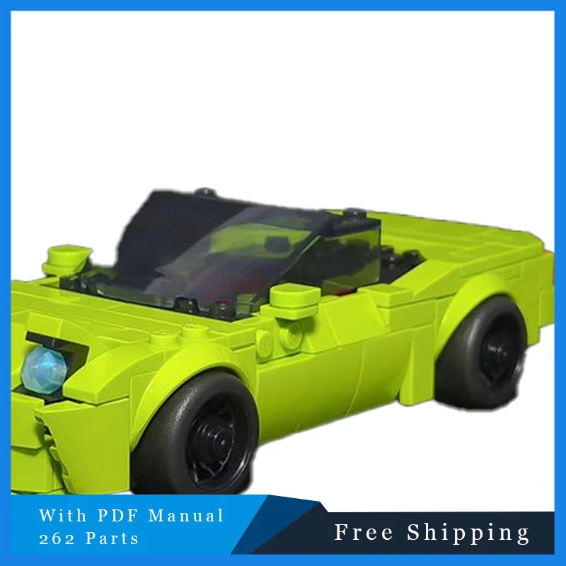 262 peças cidade super carro modular moc luz verde blocos de construção diy montagem bloco de construção modelo aniversário presentes natal 2025