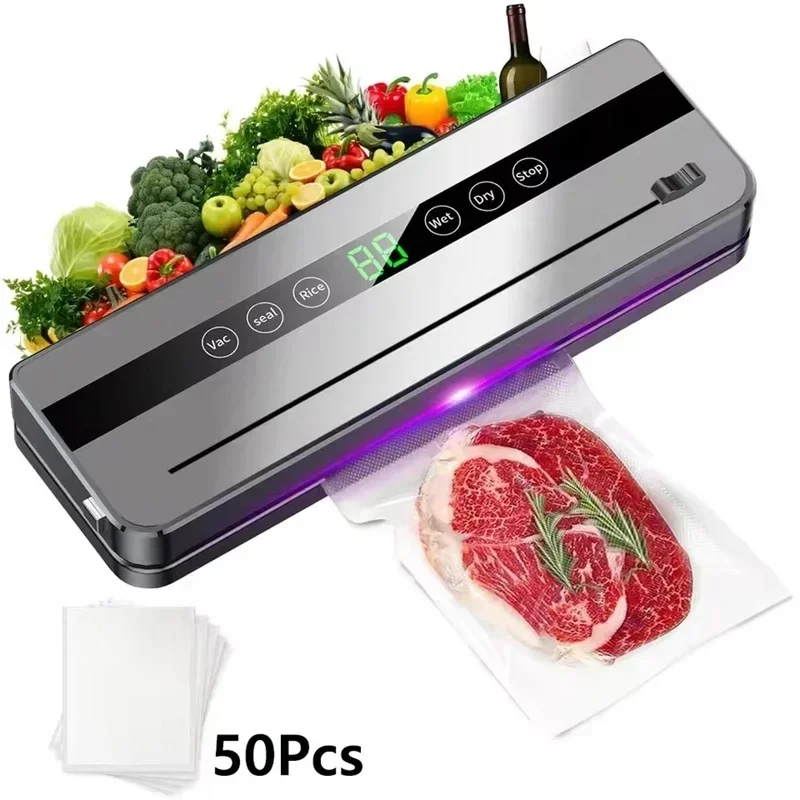 2026 Food Vacuum Sealer, Electric with Touch Control, Auto Dry & Wet Sealing Mode, Compact Design for Kitchen Storage New