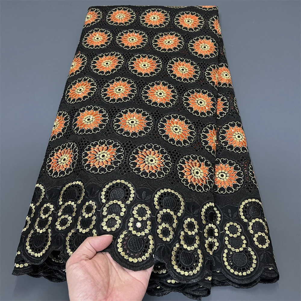 

Latest African Lace Fabric 2025 High Quality,Cotton Fabrics By The Meter,Embroidery,Rhinestone,Linen,Wedding Dress,Tulle,5 Yards