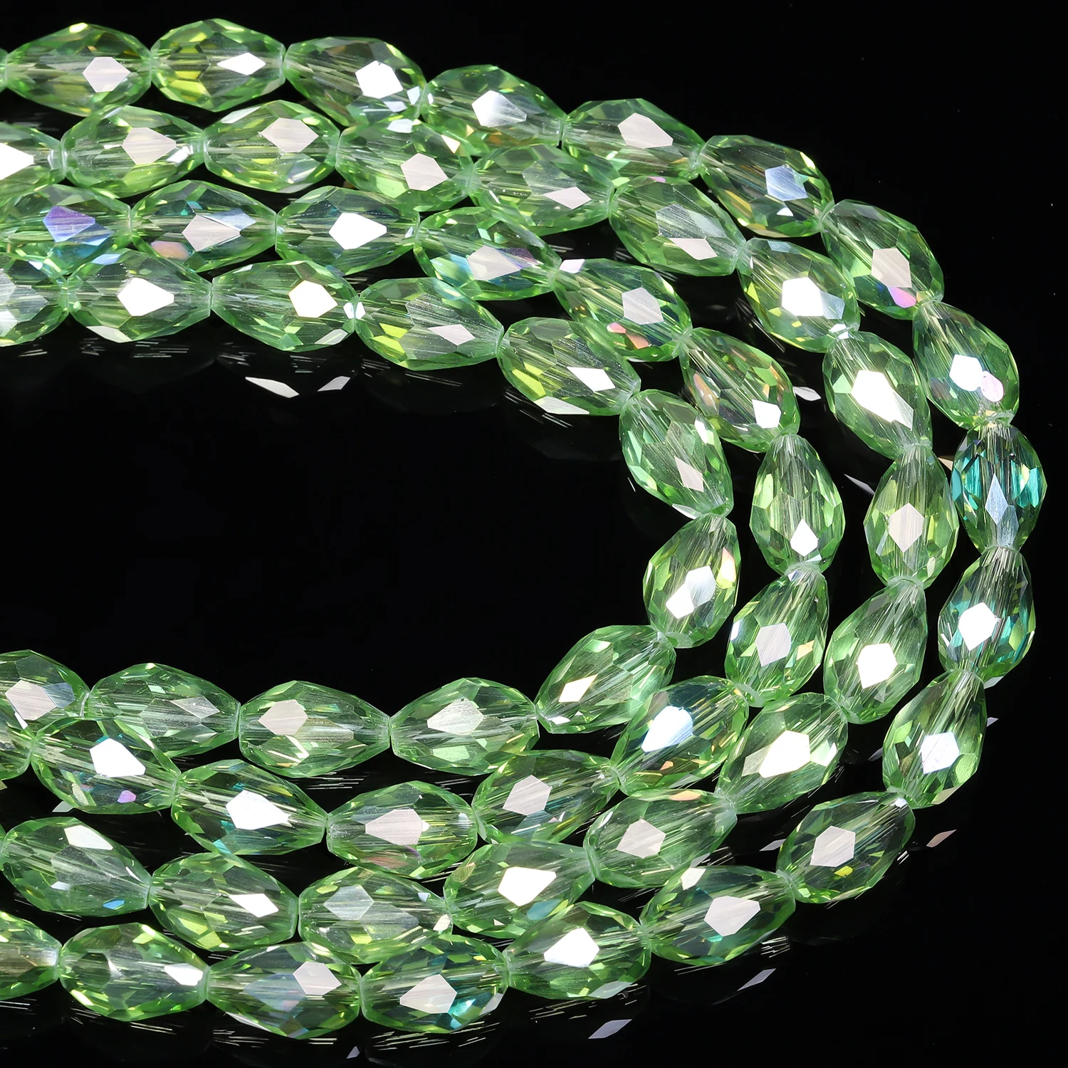 30/55pcs Green Color 8x12mm Faceted Teardrop Beads Austria Crystal Beads charm Glass Beads Loose Spacer Bead For Diy Making