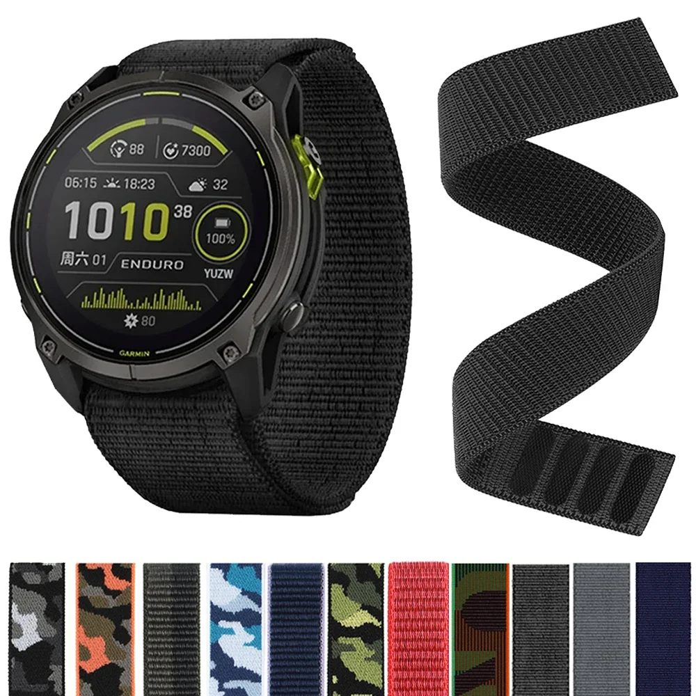 26mm 22mm Uhrenarmband für Garmin Enduro 3 2/Fenix E 8 47mm 51mm 7 7X Pro 6 5Plus/Epix Pro Gen 2/Instinct 2X Hakenschlaufe Nylonband