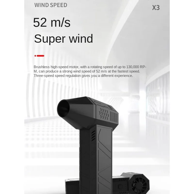 3-го поколения X3 Violent Blower Mini Turbo Jet Fan Ручной бесщеточный двигатель 130 000 об/мин Скорость ветра 52 м/с Промышленный канальный вентилятор