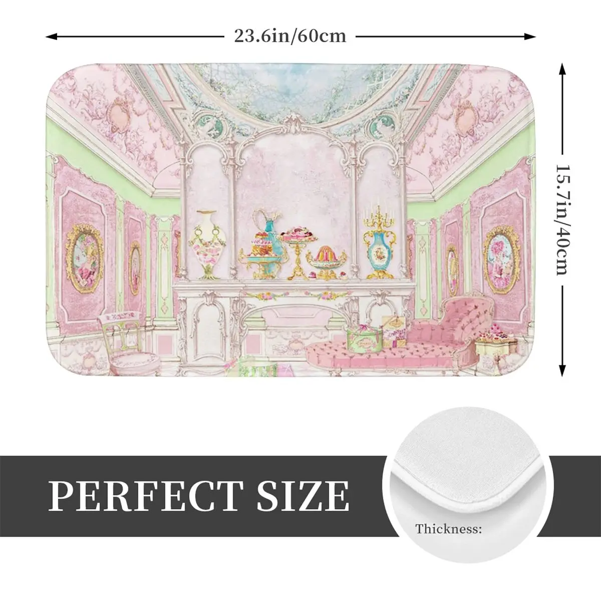 French Patisserie Marie Antoinette Pink Cake Anti-slip Doormat Floor Mat Carpet Rug for Kitchen Entrance Home Room Footpad Mats