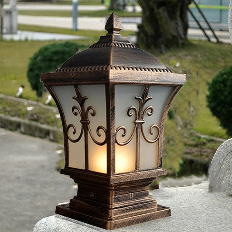 

Outdoor Wall Lights Pillar Lamp Garden Gate Wall Sconce Walkway Browm Wall Lights Home Outside Wall Light Include Bulb