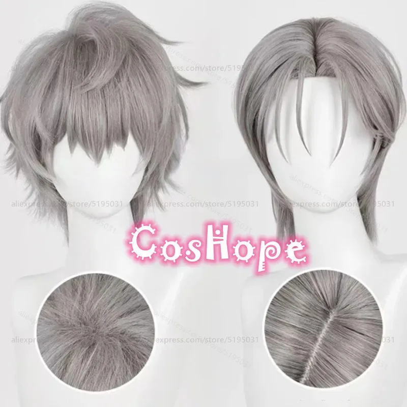 TILL 30cm 짧은 곱슬머리 두 가지 스타일 그레이 가발 애니메이션 코스프레 내열성 합성 가발 Halloweenv;2,r'6;t.