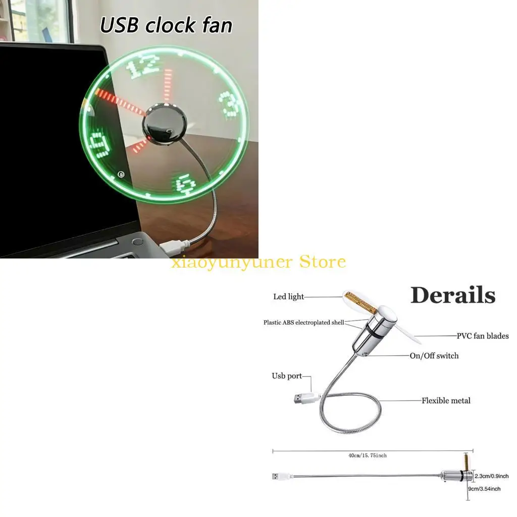 P9JB LED Digital Real Time Clock USB Fan With Customizable Breezes For Personals Space