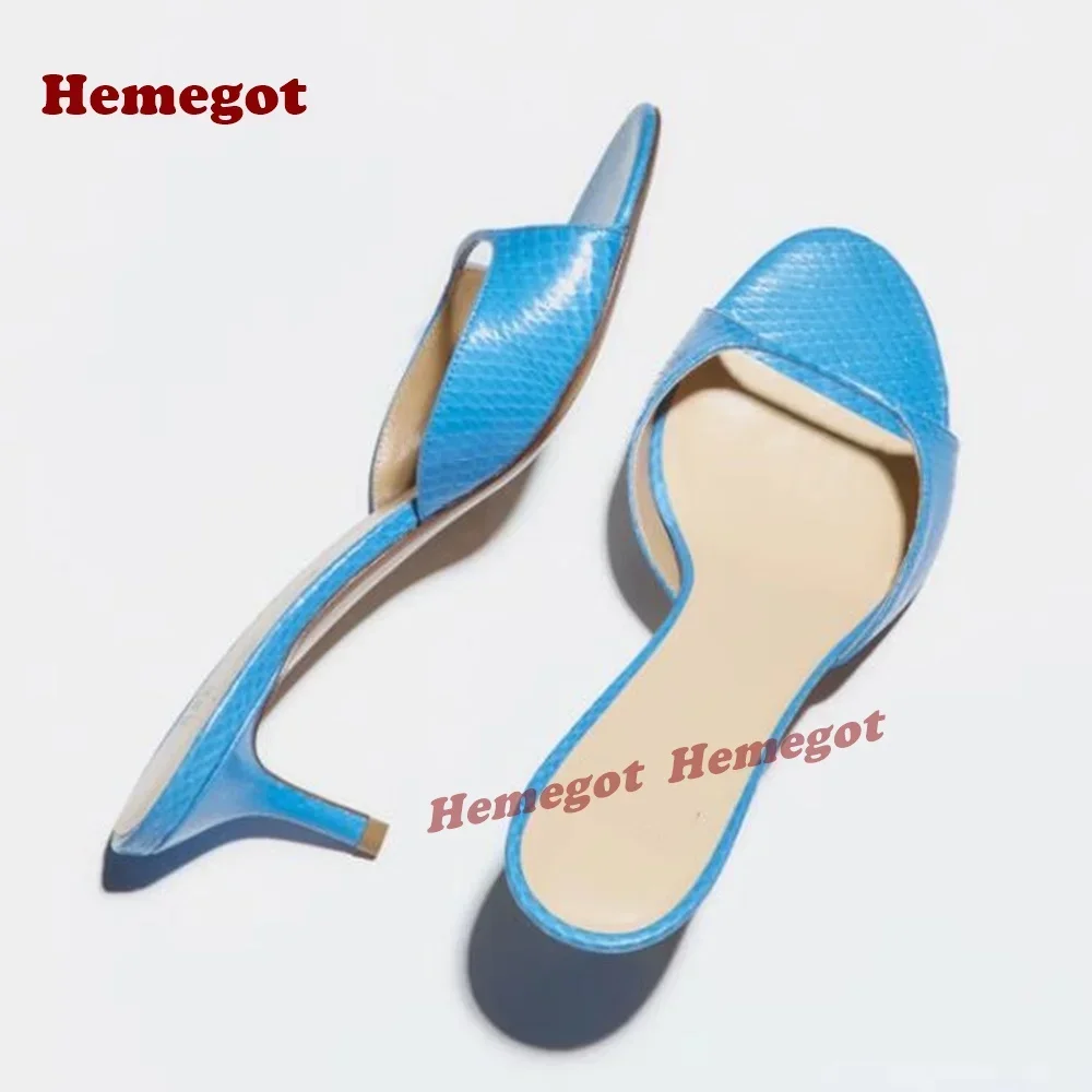 Purple Glossy Stiletto Heels Slippers Open Toe One Strap Women's Slippers Side Air Croc-Pattern Summer Outside Casual Shoes Sexy view 5