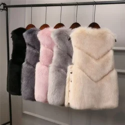 Korean Female Splicing Together Sleeveless Jacket Women Fashion Waistcoat Coat Autumn Ladies Faux Fur Vest Outwear  ﻿