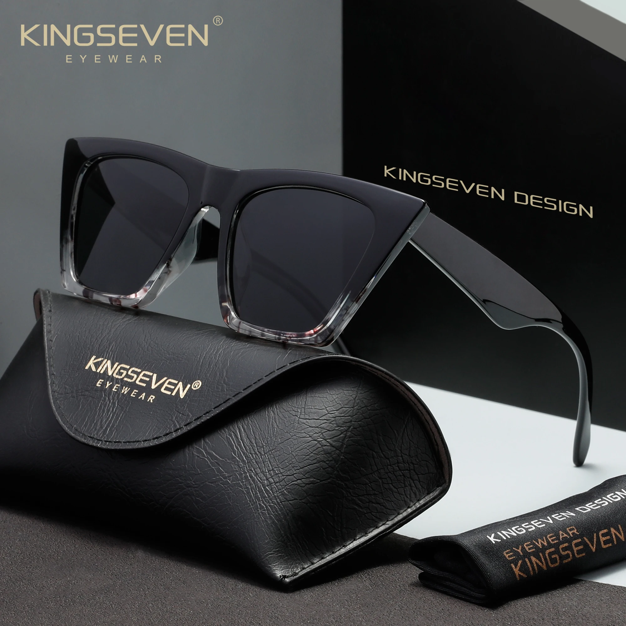 

Солнцезащитные очки KINGSEVEN для женщин, роскошные, повседневные, с защитой UV400, модные, в стиле «кошачий глаз», квадратные, в стиле Y2K.