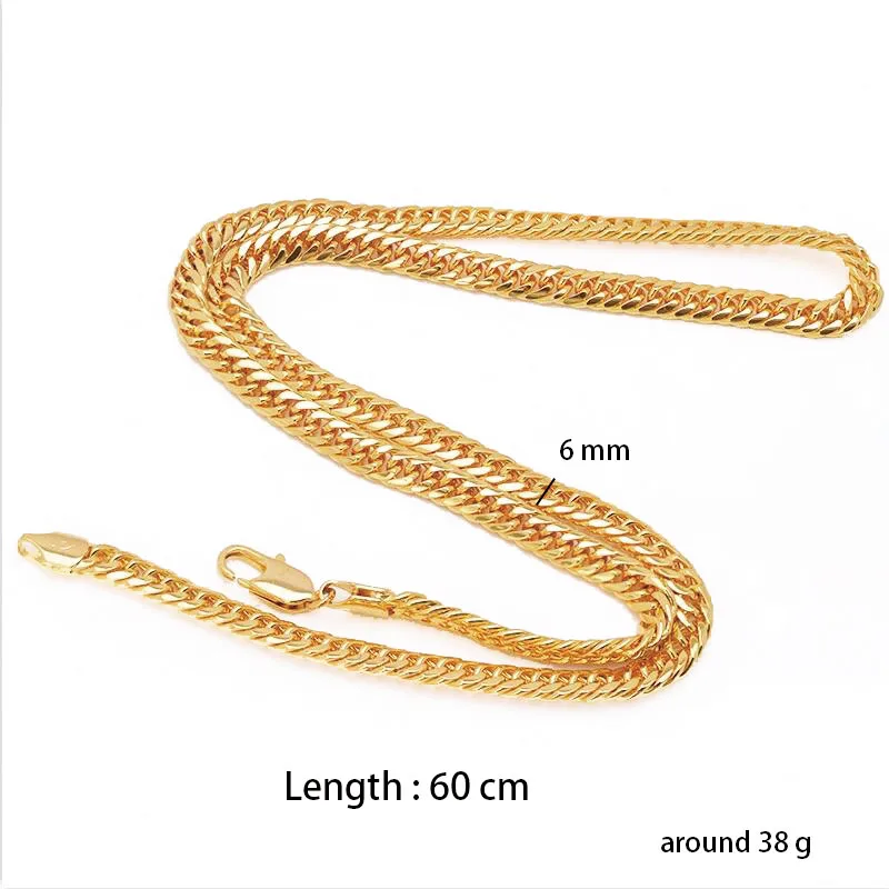 XP Jewelry --( 60 cm x 4 mm ) Eco-friendly Chain Rope Weave Necklaces for Men 24 K Pure Gold Plated