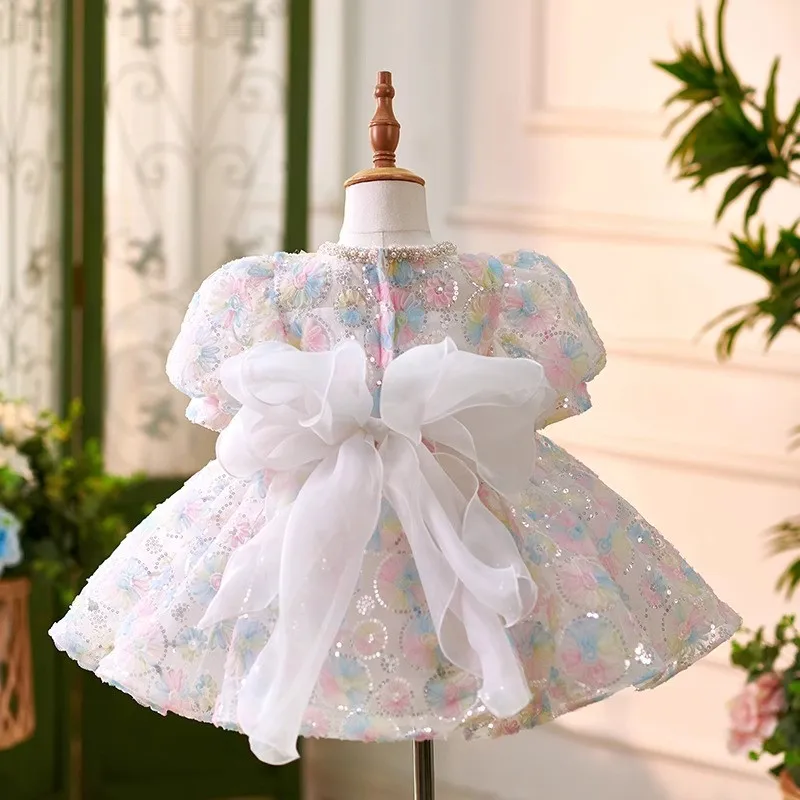 Girl's birthday princess dress light luxury niche high-end flower girl wedding children's host fluffy skirt