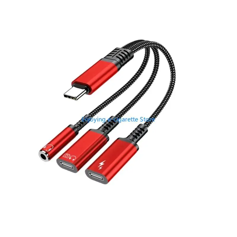 Durability Metal Braided USB C to 3.5mm Headphone and Charging Adapter With 60W Power Delivery And OTG Data Transfer Support