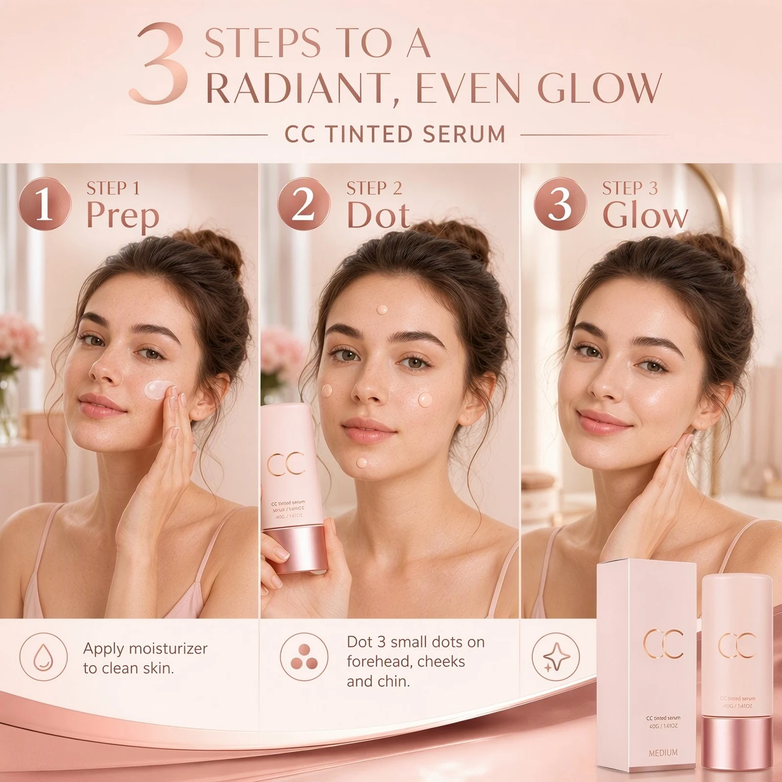 CC Farbkorrekturcreme Leicht, geschmeidig, kein Verklumpen, gleichmäßiger Teint, natürlicher Glanz, einfache Anwendung, kein Make-up für Frauen, ideal für den täglichen Arbeitsweg. – Detail 7