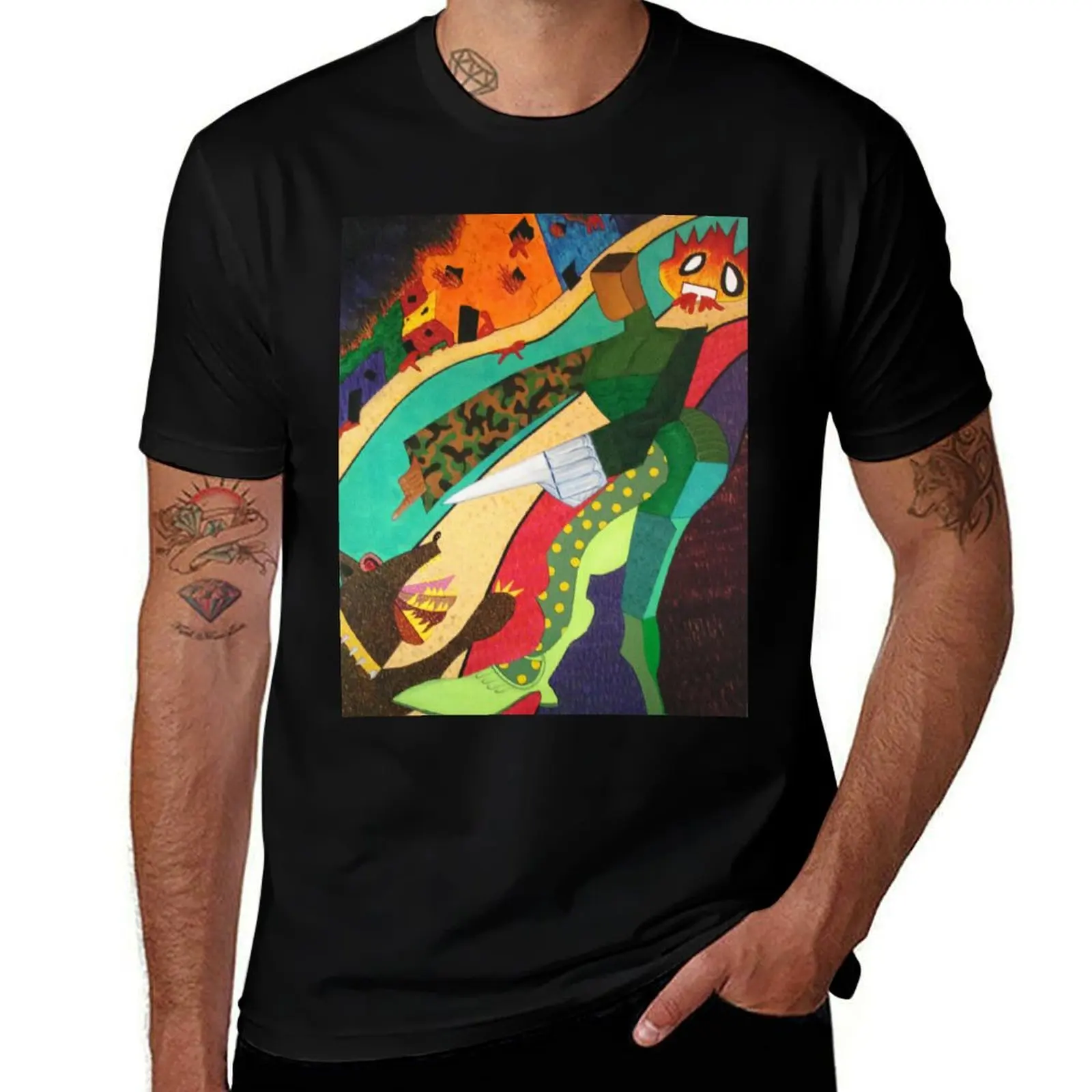 Biting Terror T-Shirt Basic Solid Color Casual Tee Shirt T-Shirt