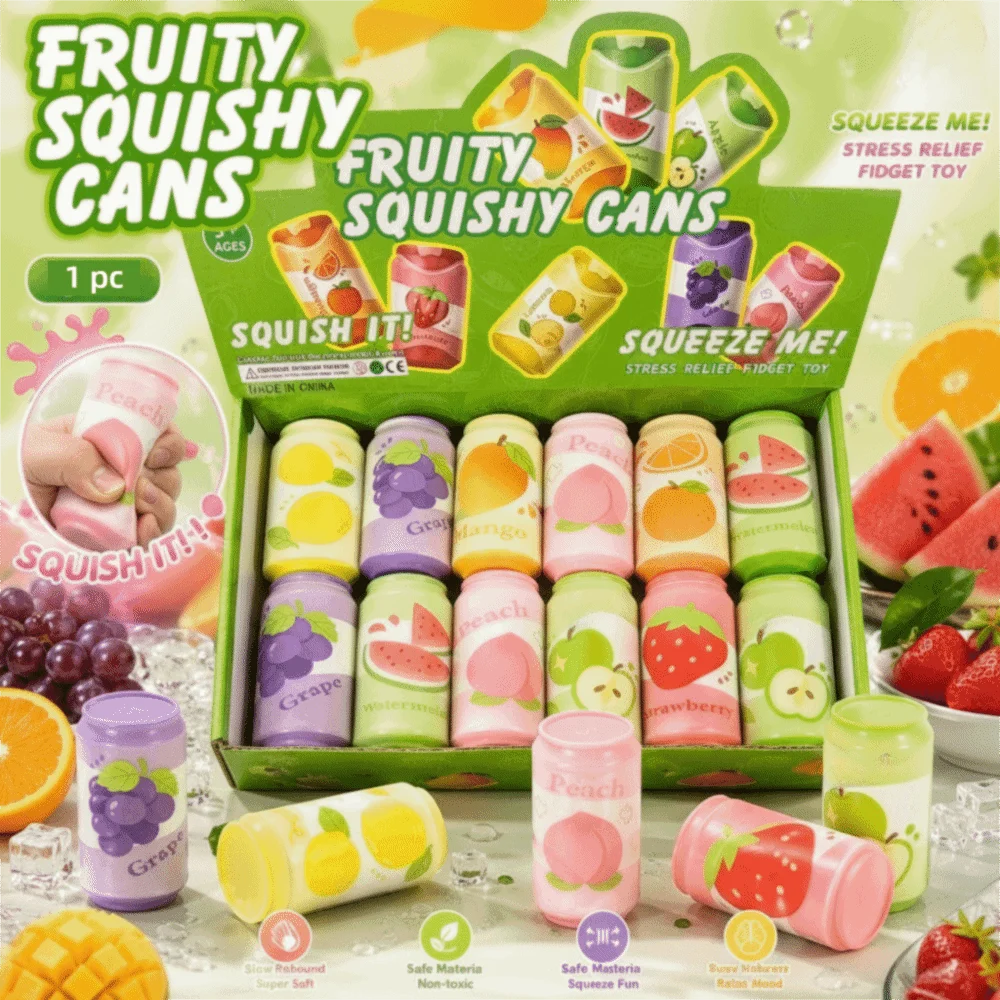 Table Ornament Simulated Soda Can Squishy Slow Rebound Soft Squeeze Fidget Fruit Can New Squeezable Desktop Decor