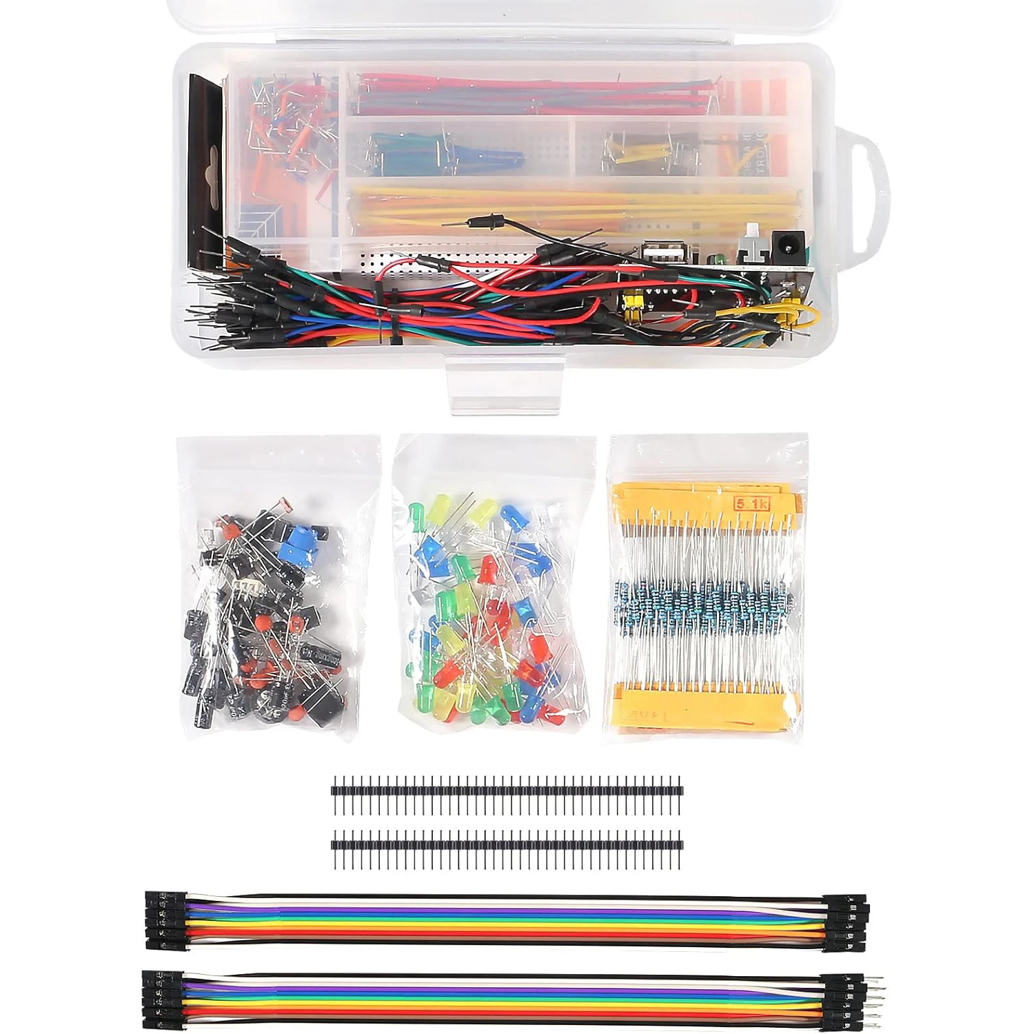 電子ブレッドボードコンポーネント、830タイポイントブレッド - Breadboard Jumper Wires Power Supply Kit のレビューと価格