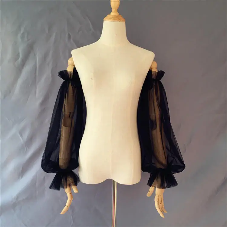 Bridal Wedding Wedding Long Sleeve Accessories Individual Accessories Top and Bottom Ruffles Vintage Black Elasticated Sleeves