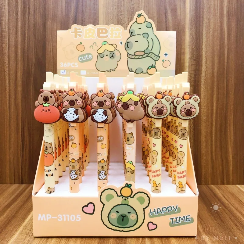 36pcs/lot Kawaii Capybara Mechanical Pencil Cute 0.5MM Drawing Writing Automatic Pen School Office Supplies