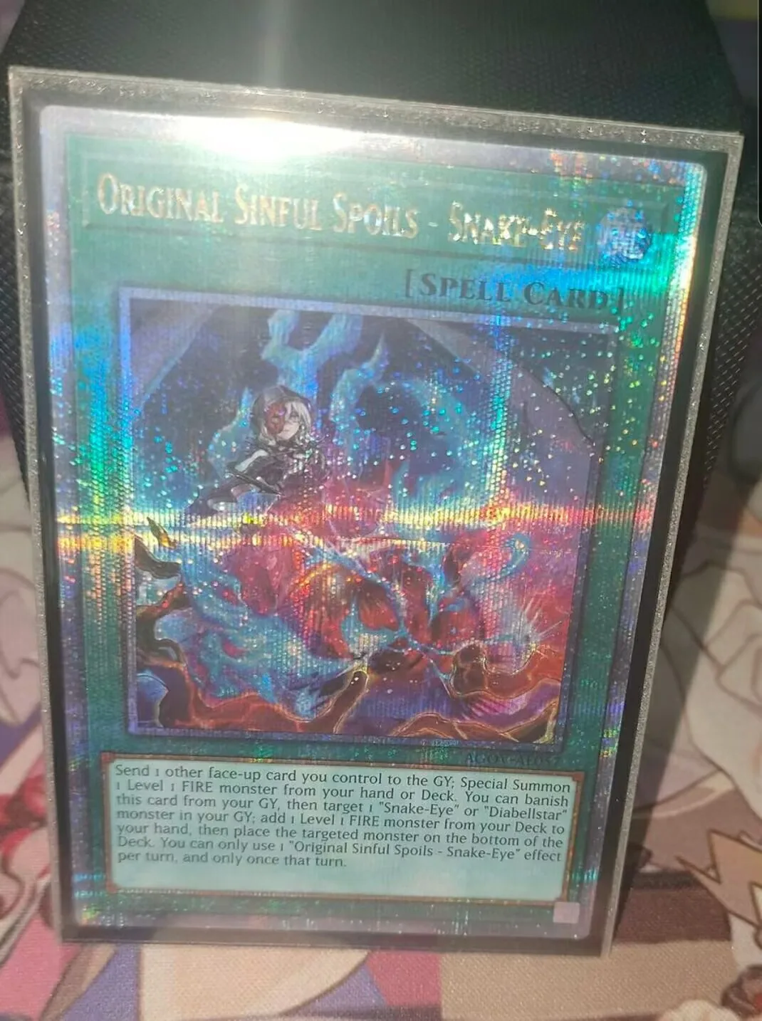 Yugioh KONAMI AGOV-AE057 Original Sinful Spoils - Snake-Eye Quarter Century Secret Rare Asian English Collection Mint Card