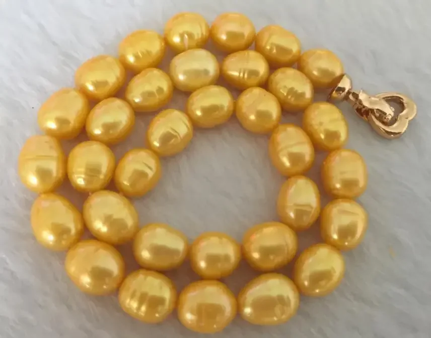 huge10-11mm south sea baroque gold pearl necklace 18inch