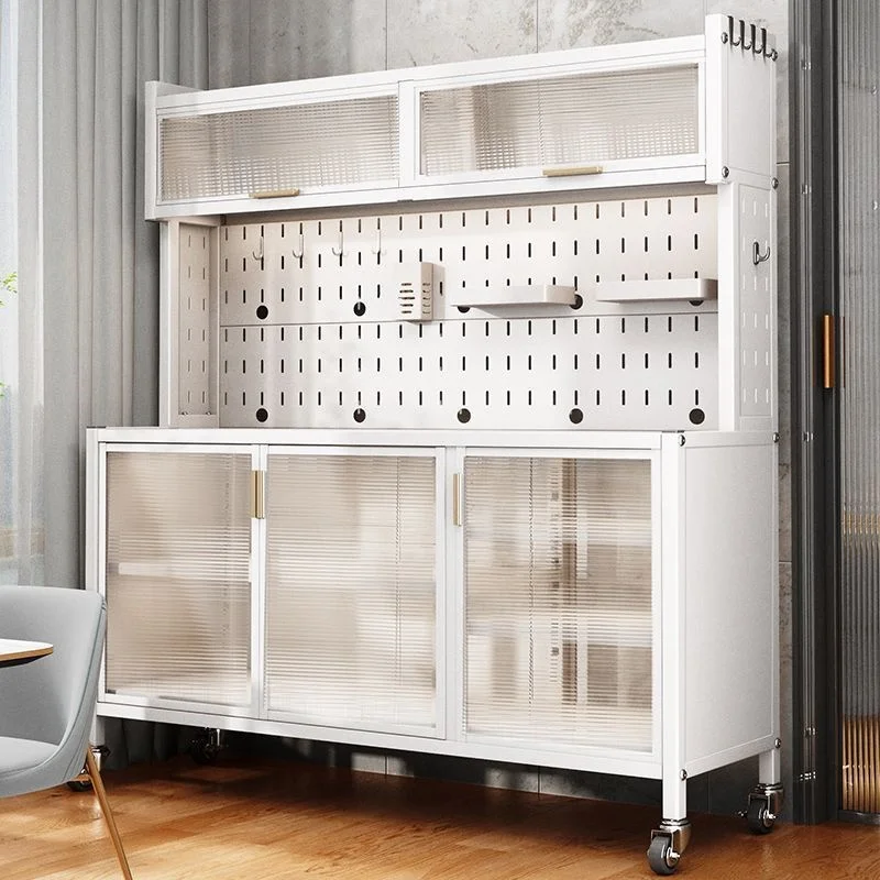 Side cabinet Carbon steel living room Kitchen storage cabinet Locker with door Microwave oven Pot floor cupboard