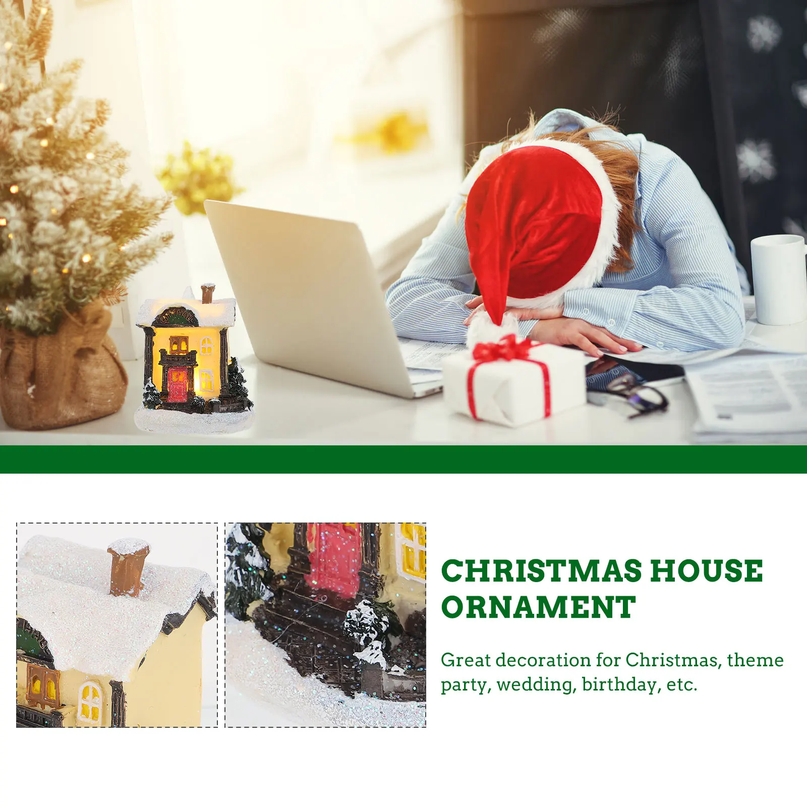 

Decorations Resin Glowing Small House Xmas Ornaments Aesthetic Christmas Winter for Home