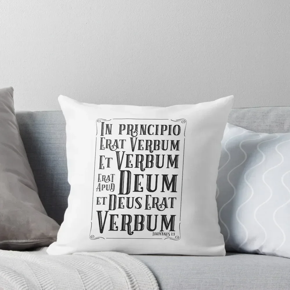 In principio erat Verbum Latin Bible Verse Black Throw Pillow ornamental pillows for living room luxury sofa pillows pillow