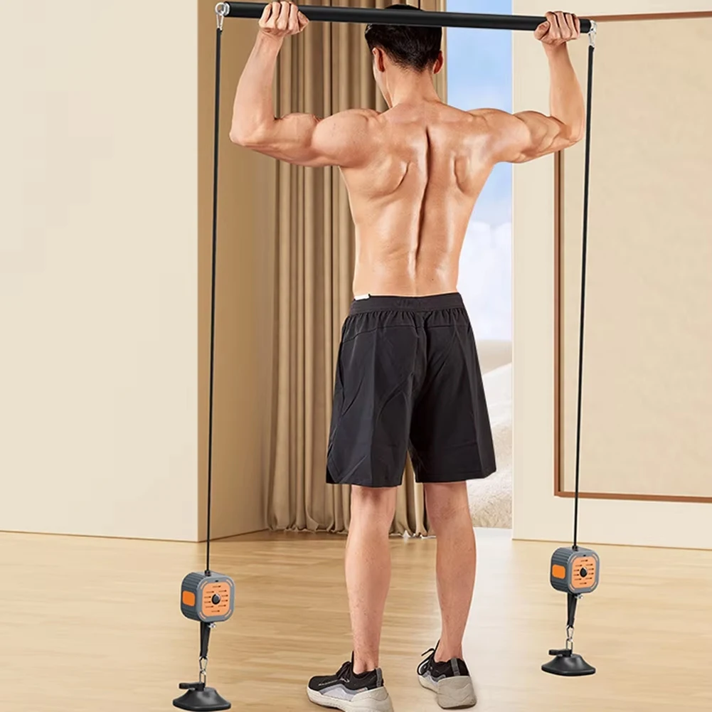 

YOE-xAdjustable Resistance Band Fitness Pump Exercise Equipment Cable Machine for Arms Legs Chest Home Fitness Pump Blue