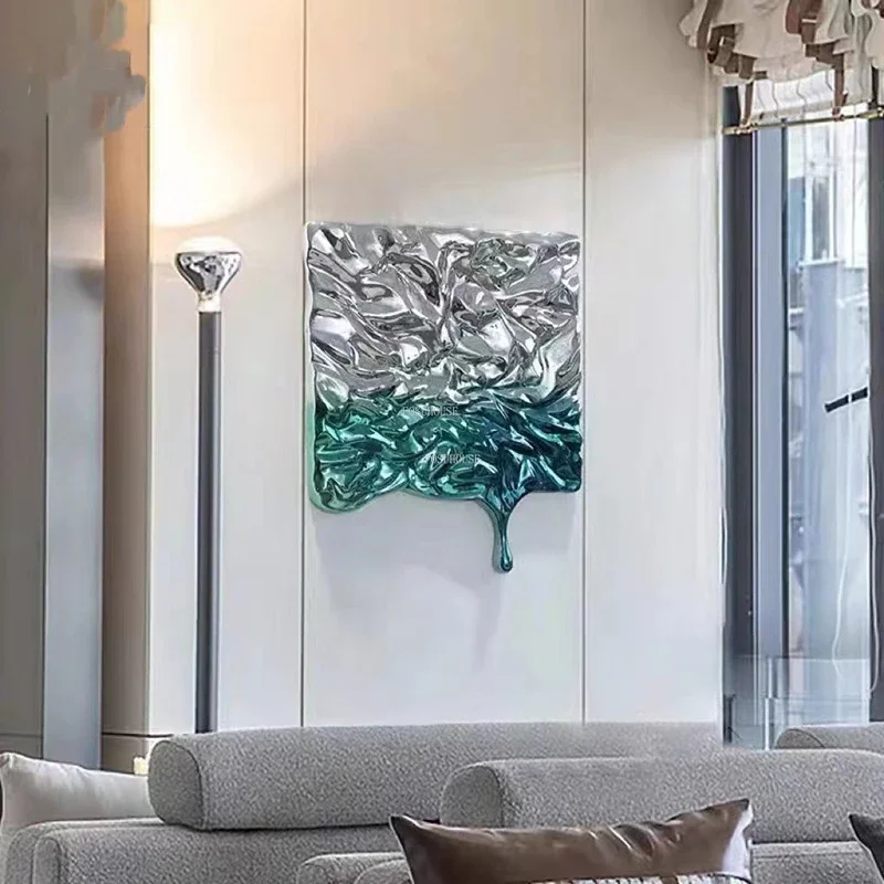 Luxury Stainless Steel Gradient Water Ripple Wall Art Hanging Decoration Designer Home Decor Living Room Background Mural Custom